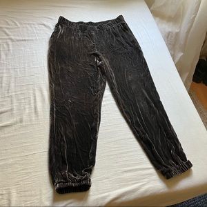 Eileen Fisher grey rayon silk blend velvet elastic waist jogger pant